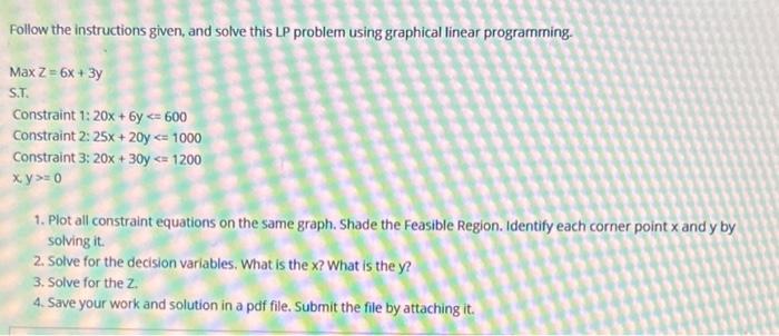  Follow the instructions given, and solve this LP problem using graphical