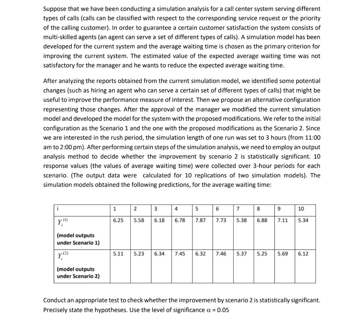  Suppose that we have been conducting a simulation analysis for a