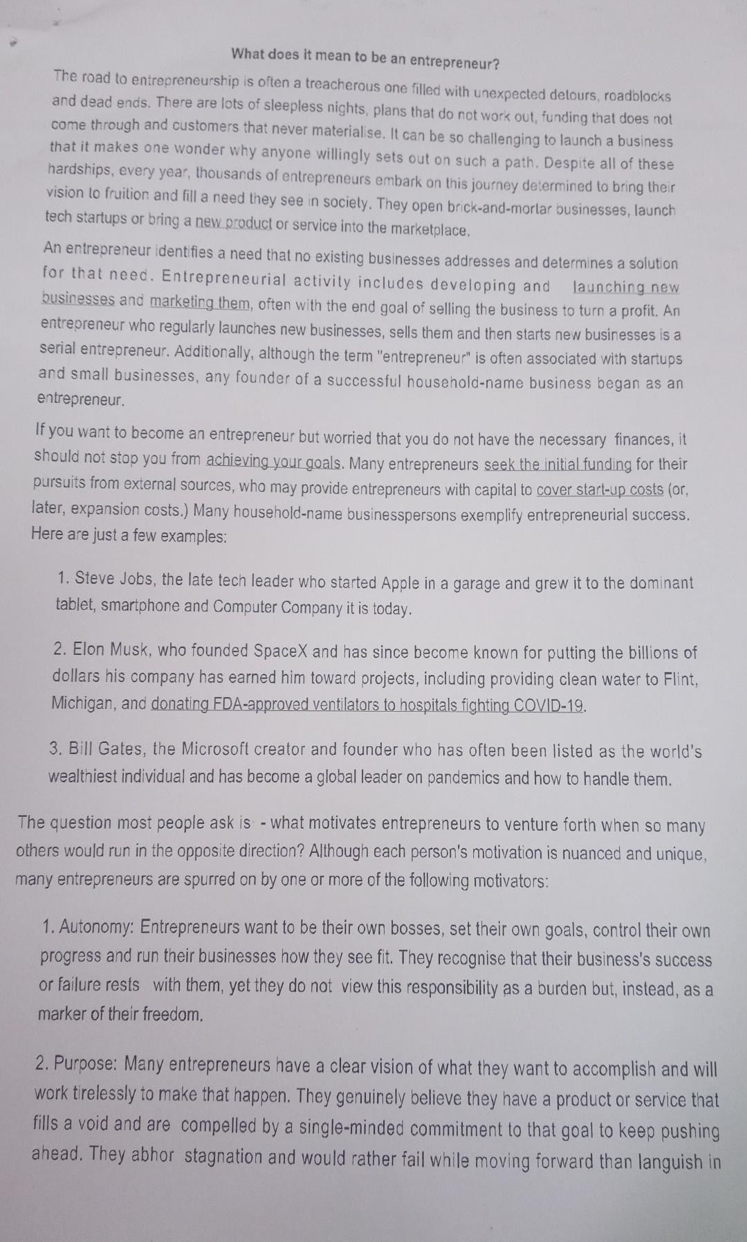 Question 2.3 Write a out a mission statement for your business