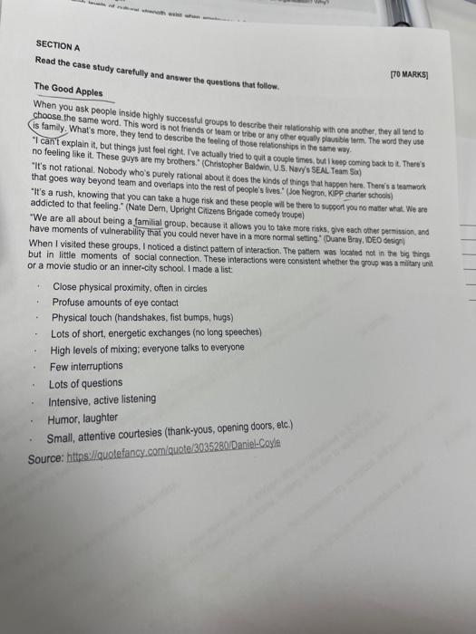  Read the case study carefully and answer the questions that follow.