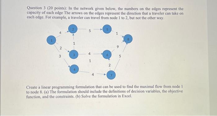 need pictures!!!! Question 3 ( 20 points): In the network given below,