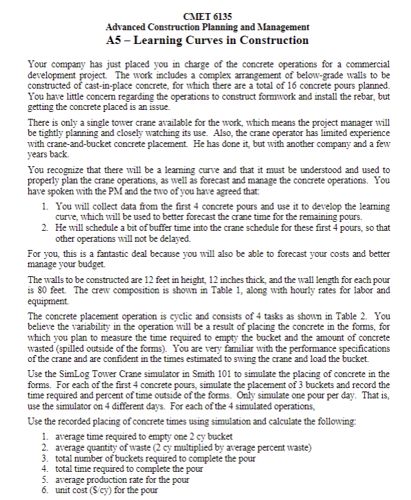 Develop the learning curve for the concrete operations in terms of both