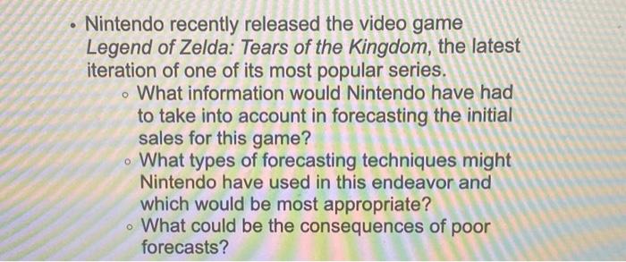 please help! - Nintendo recently released the video game Legend of Zelda:
