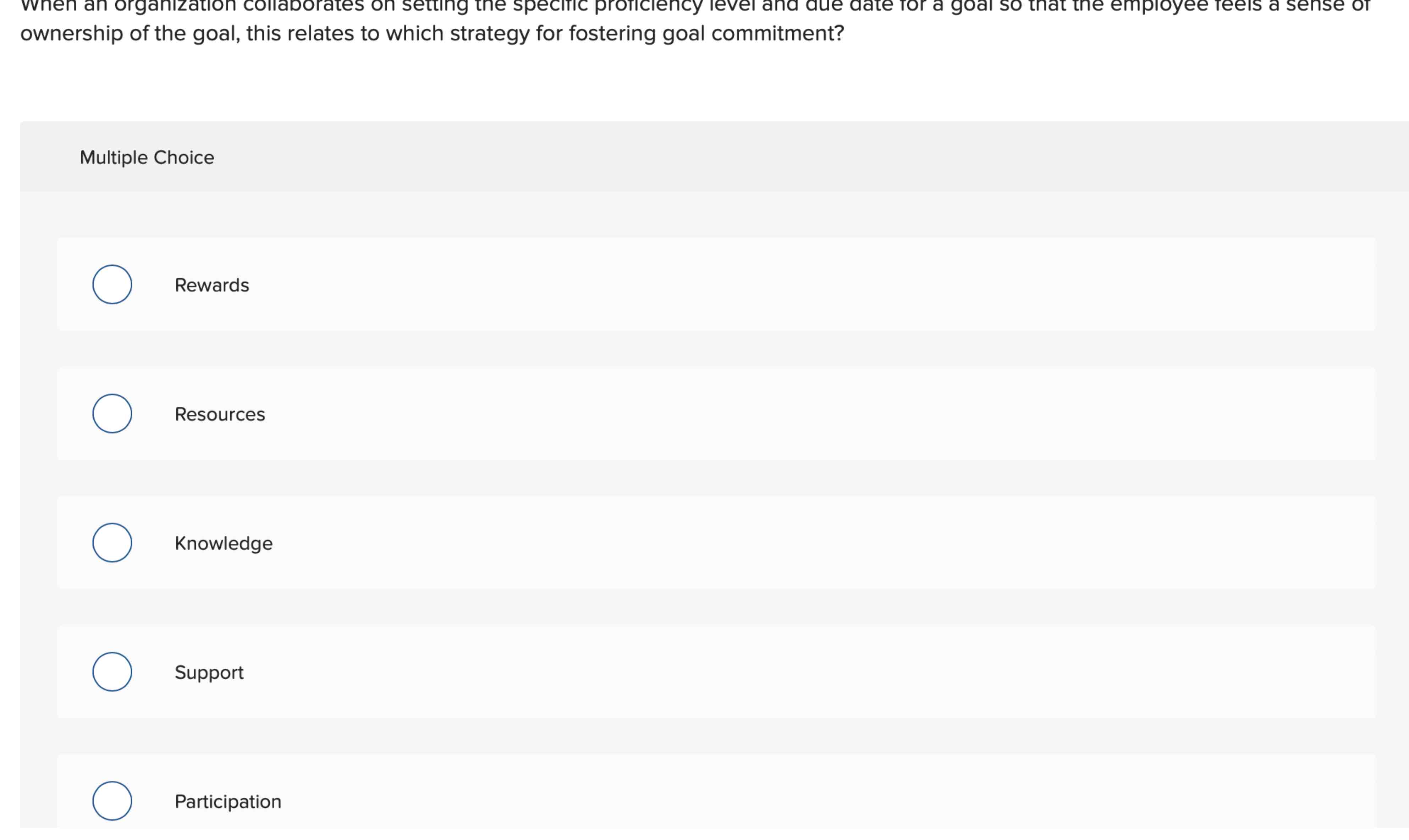  When an organization collaborates on setting the specinc proficiency level and