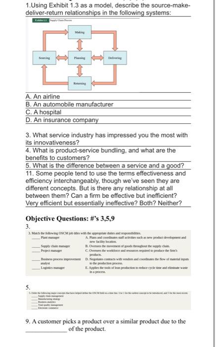  Please help with the following questions 1.Using Exhibit 1.3 as a