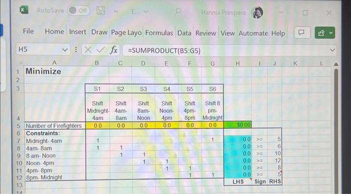 the outputs (in yellow and green)? im suppose to solve with Solver