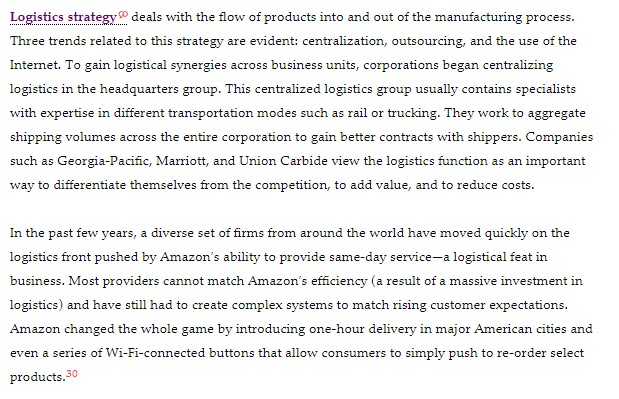 in around 100 words each. Logistics strategy deals with the flow of