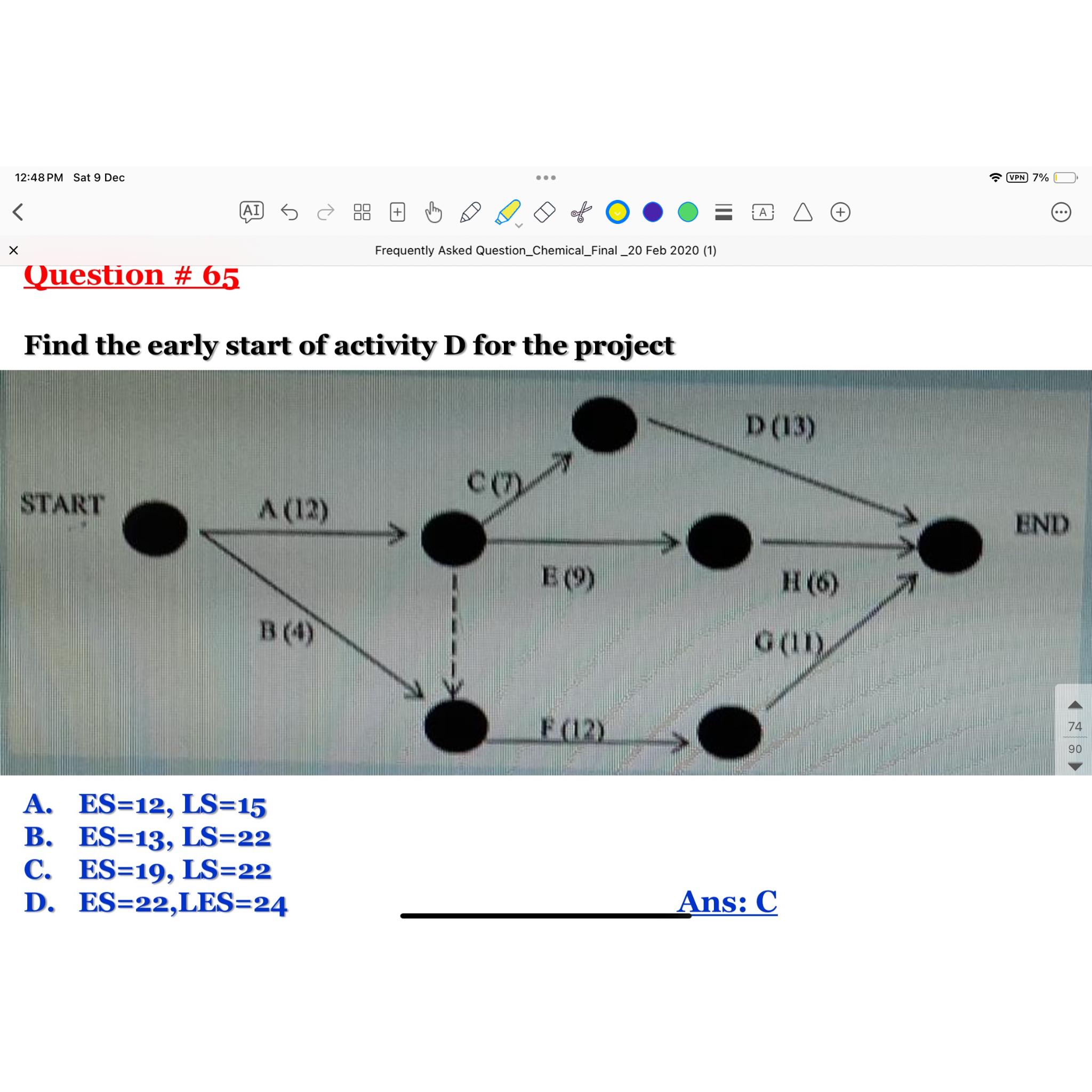  12:48PM Sat 9Dec AI off A ????o+ . Question # 65