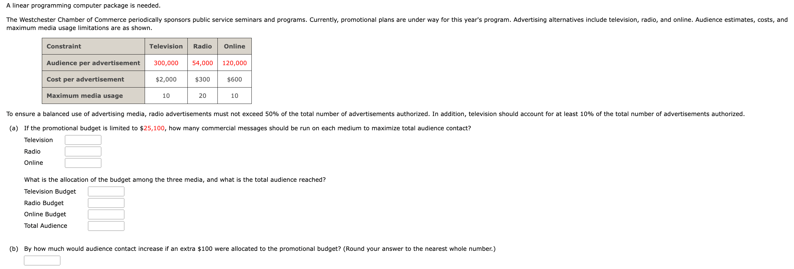 Need help with practice please! maximum media usage limitations are as shown.
