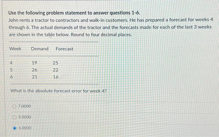  PLEASE HELP ME SOLVE THIS FROM 1-6 Use the following problem