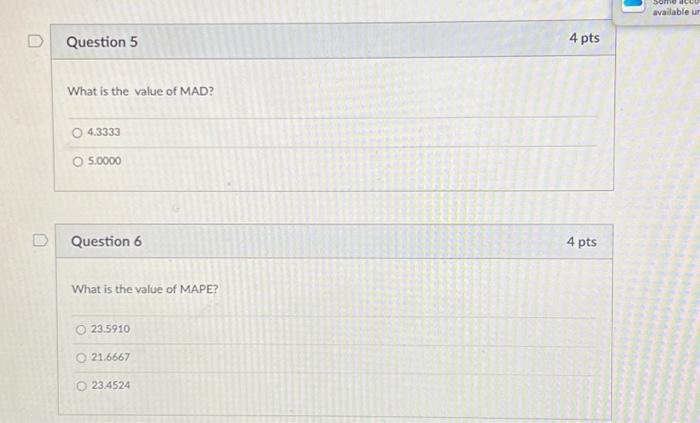 walk-in customers. He has prepared a forecast for weeks 4 through 6