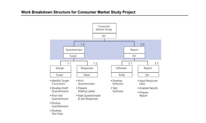 creating a network diagram Work Breakdown Structure for Consumer Market Study Project
