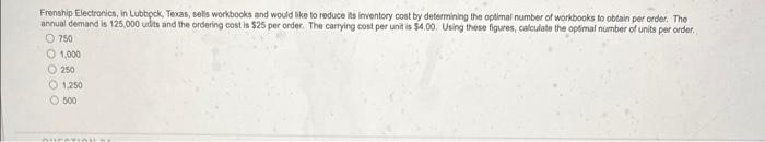  Frenship Electrocics, in Lubbock, Texas, sels workbocks and would like to