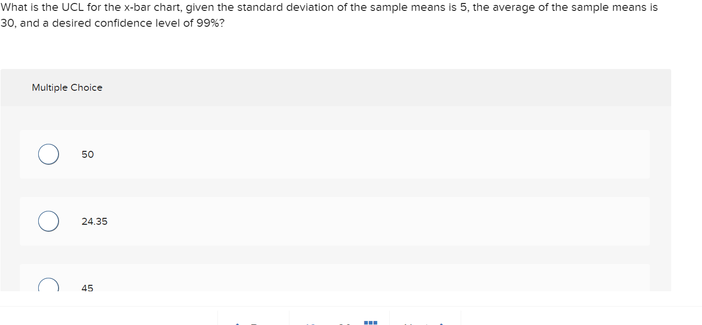  What is the UCL for the x-bar chart, given the standard
