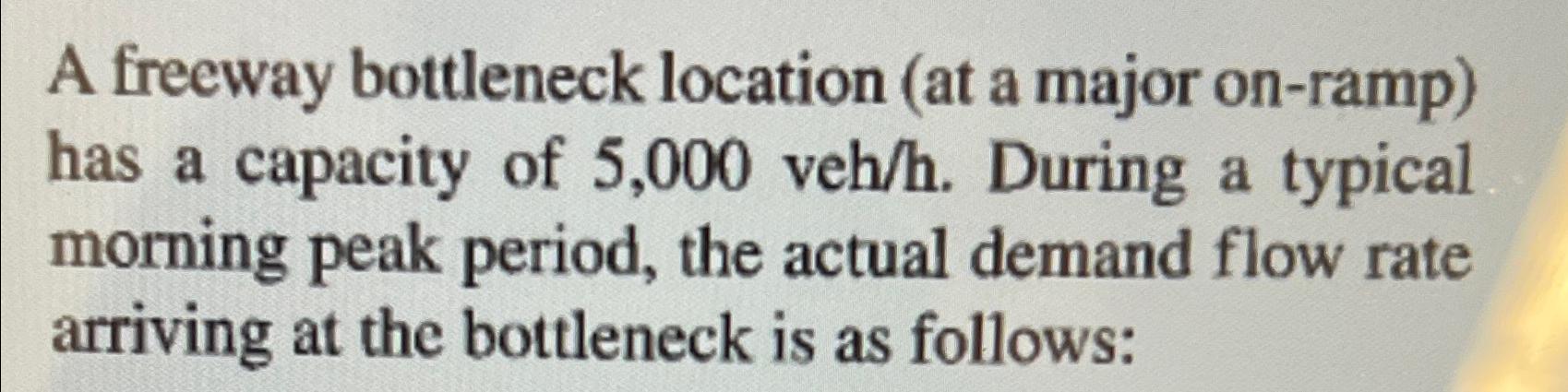  A freeway bottleneck location (at a major on-ramp) has a capacity