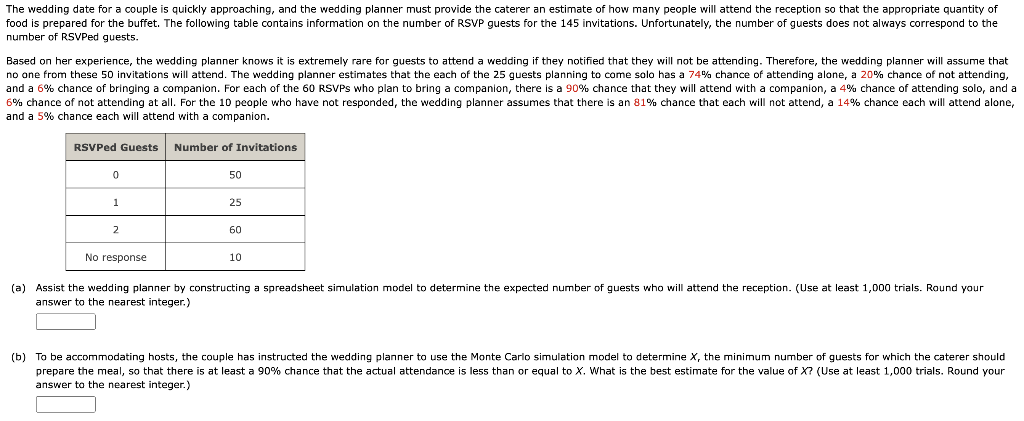 Excel Problem, only 2 questions The wedding date for a couple