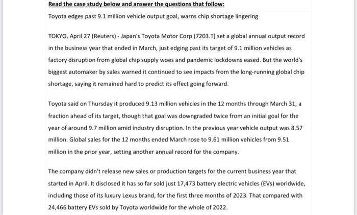  Read the case study below and answer the questions that follow: