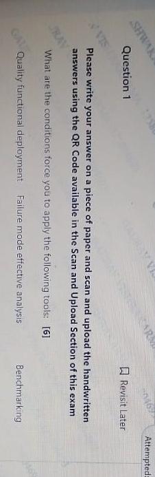  Question 1 Revisit Later Please write your answer on a piece
