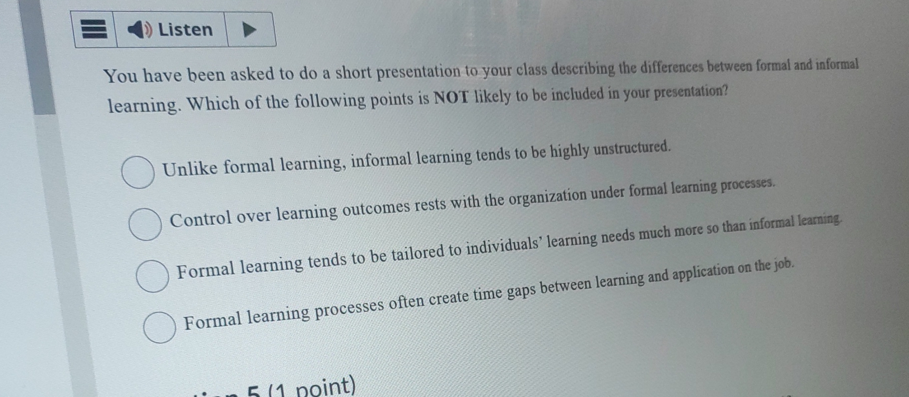  Listen You have been asked to do a short presentation to