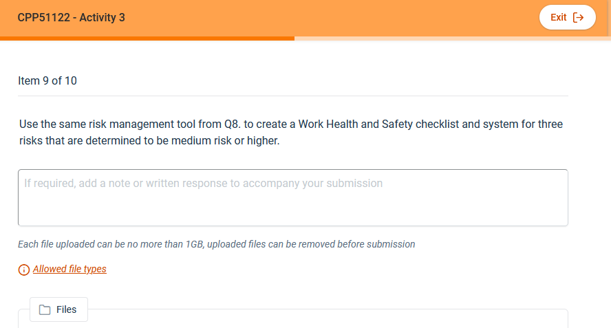 Use the same risk management tool from Q8. to create a