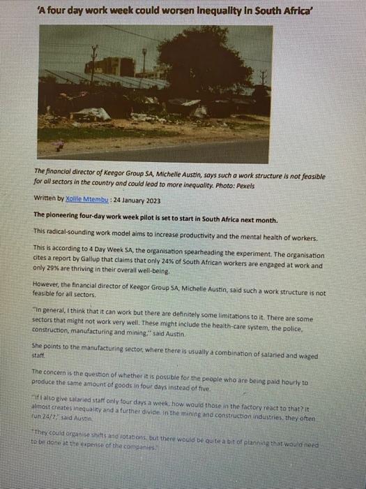  This is a newspaper article i need help on Monthly overview