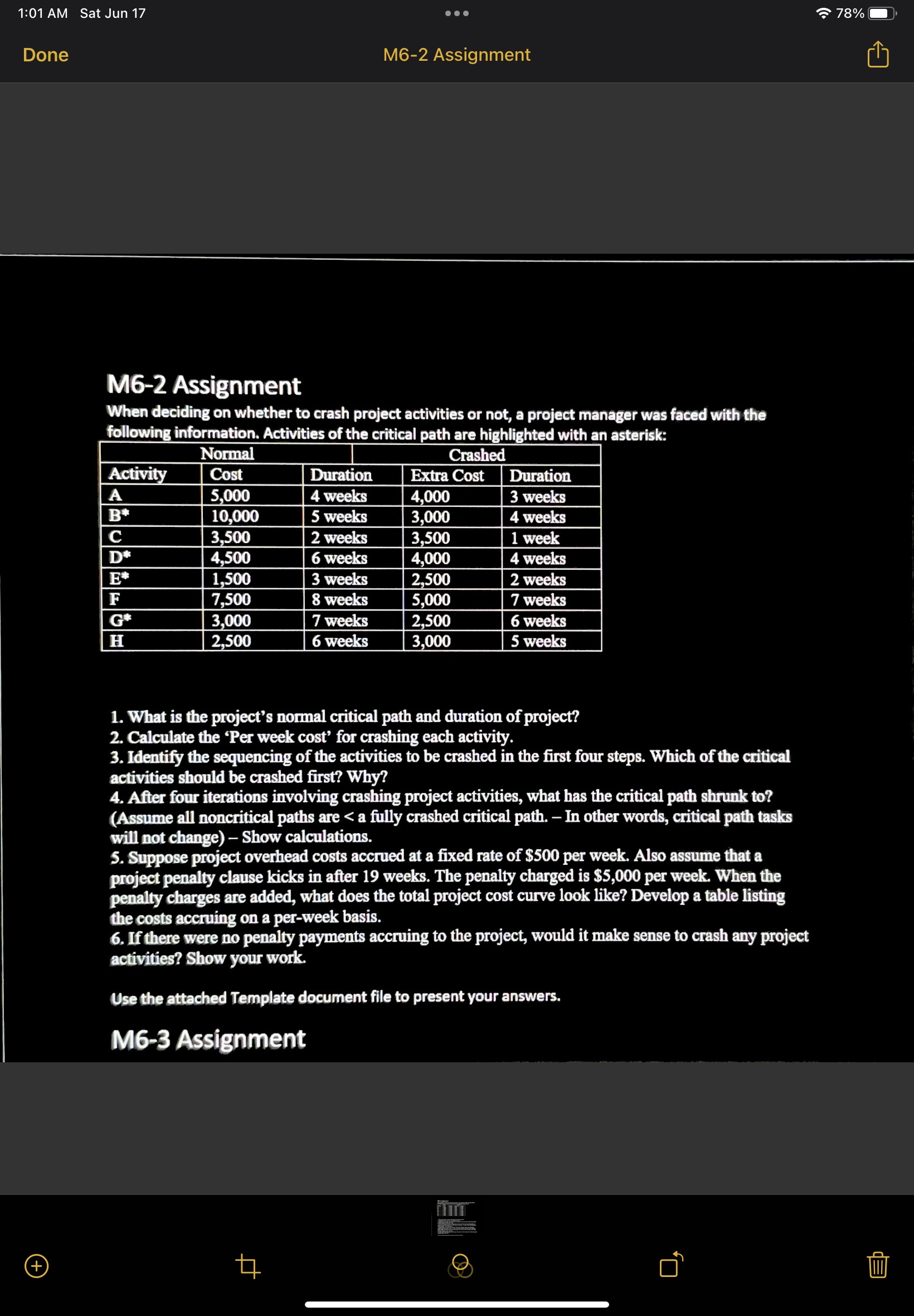 M6-2 Assignment When deciding on whether to crash project activities or