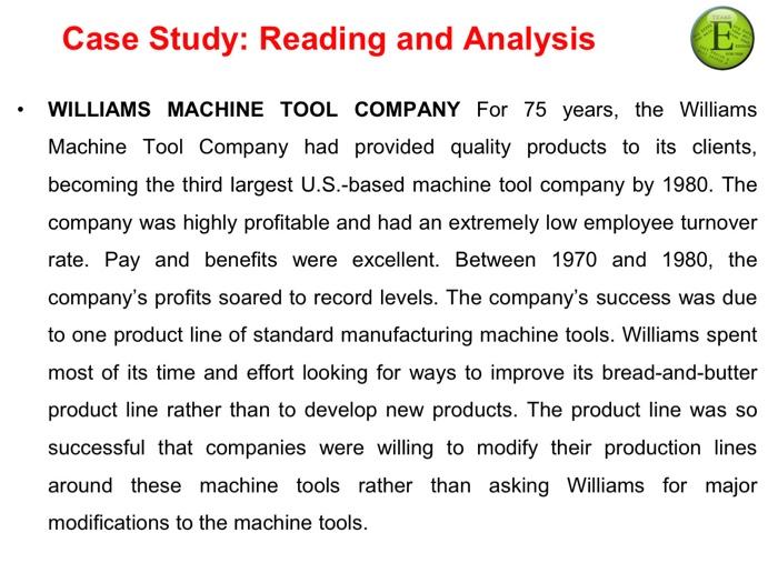  WILLIAMS MACHINE TOOL COMPANY For 75 years, the Williams Machine Tool