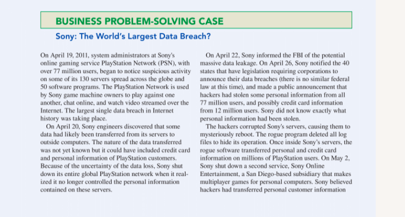 Case Study Questions 1. List and describe the security and control weaknesses
