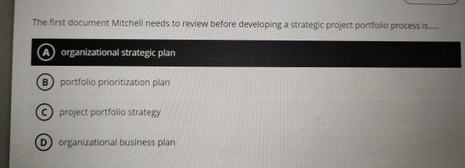  The first document Mitchell needs to review before developing a strategic