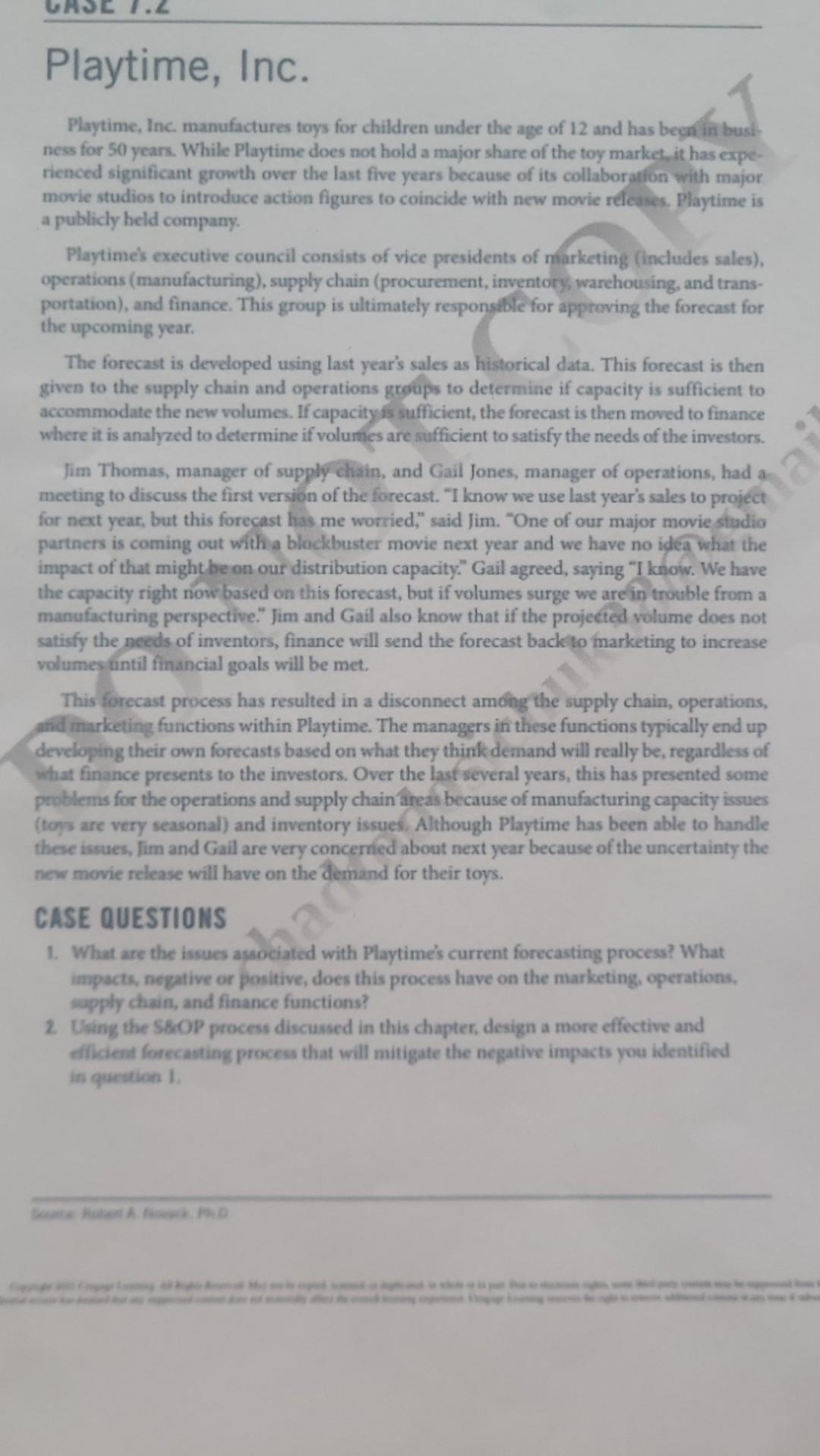 What are some potential, forecasting errors that could be discovered by Playtime