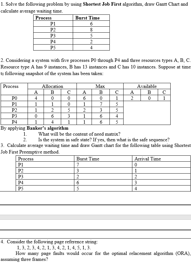 please solve all those qustions in ditals 1. Solve the following problem