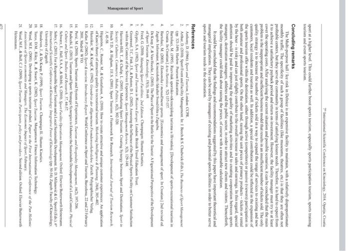 Sevpe forwand SPORTS FACILITY MANAGEMENT - CASE STUDY: MULTI-PURPOSE HALL / ICE