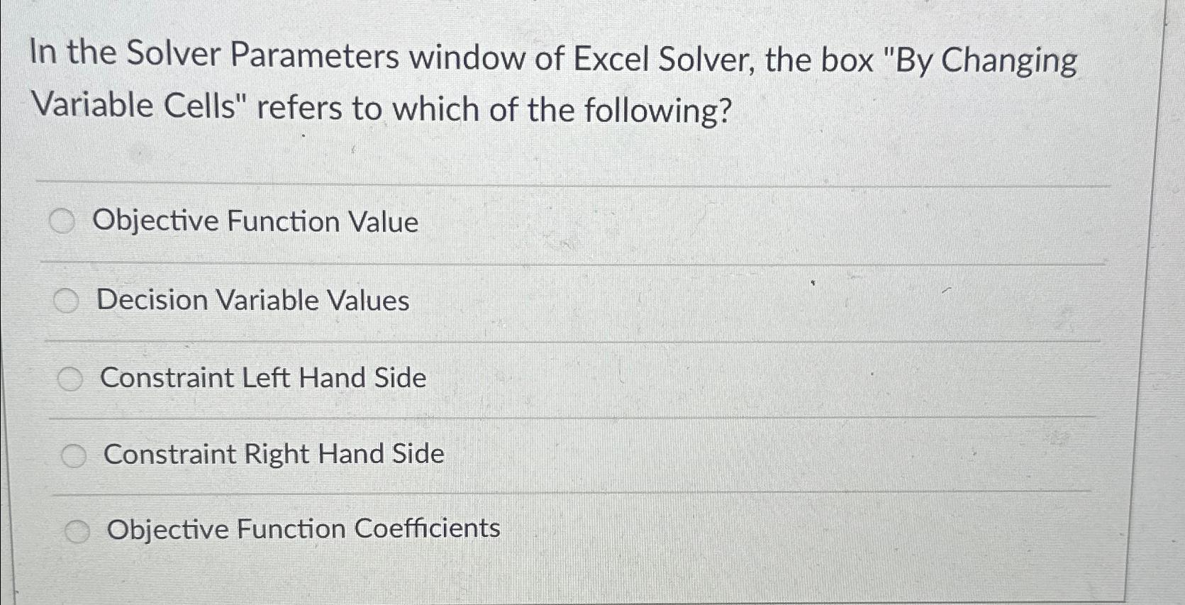  In the Solver Parameters window of Excel Solver, the box "By