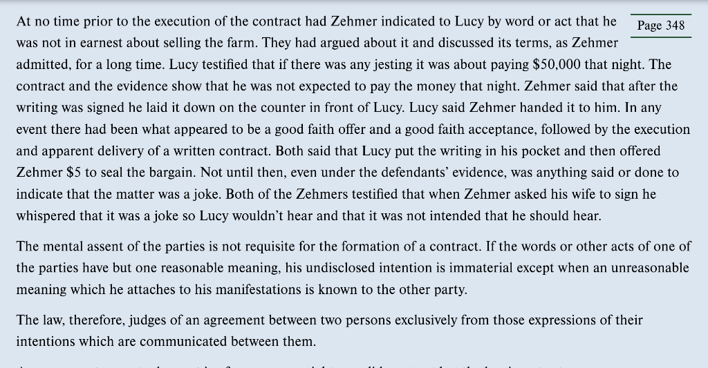 case about contract law. Provide 1 - 2 paragraphs for each response.