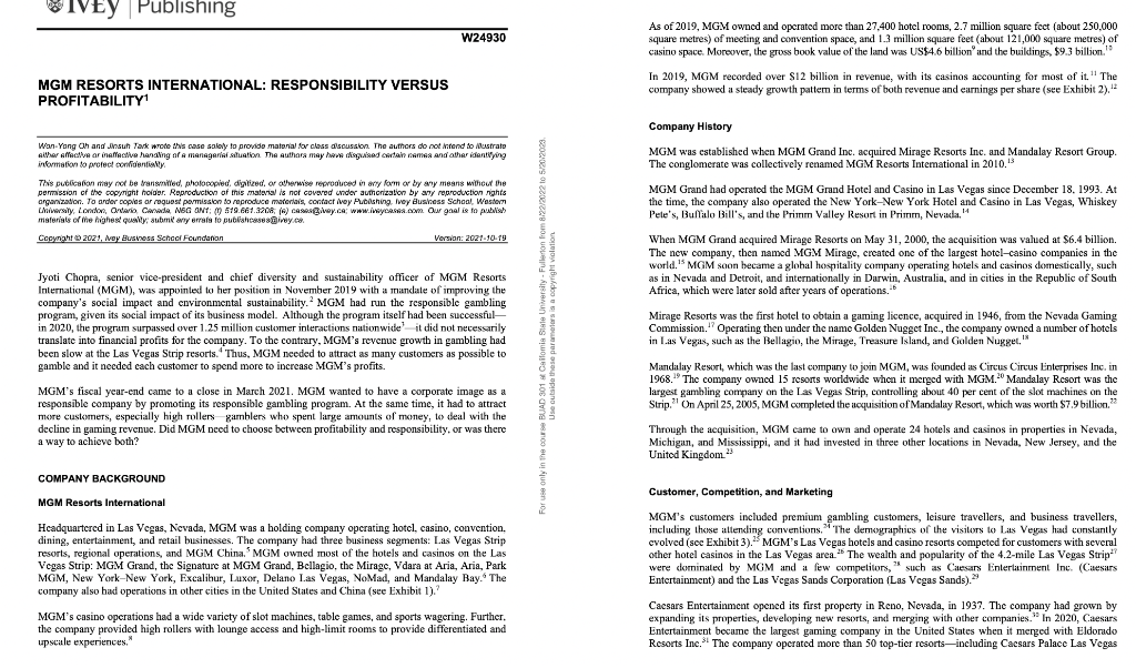  Answer to the bottom question, How can MGM be gaining profit