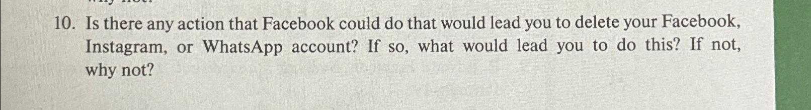  Is there any action that Facebook could do that would lead