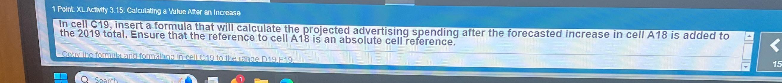  1 Point: XL Activity 3.15: Calculating a Value After an Increase