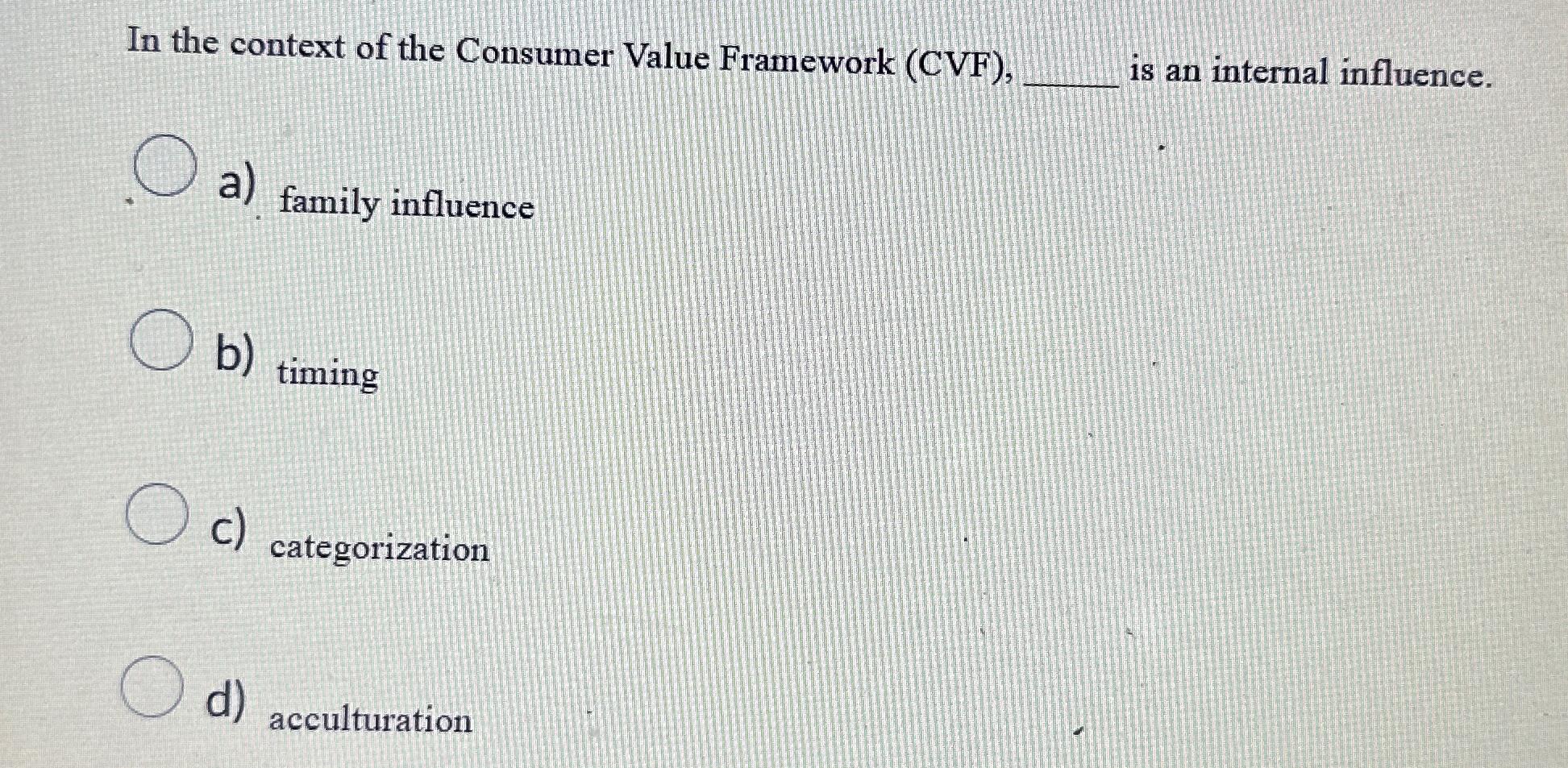  In the context of the Consumer Value Framework (CVF), is an