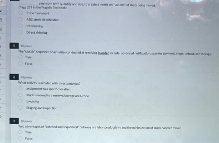 shipping to be shipped. Direct shipping Cross docking Staging Cube movement 10