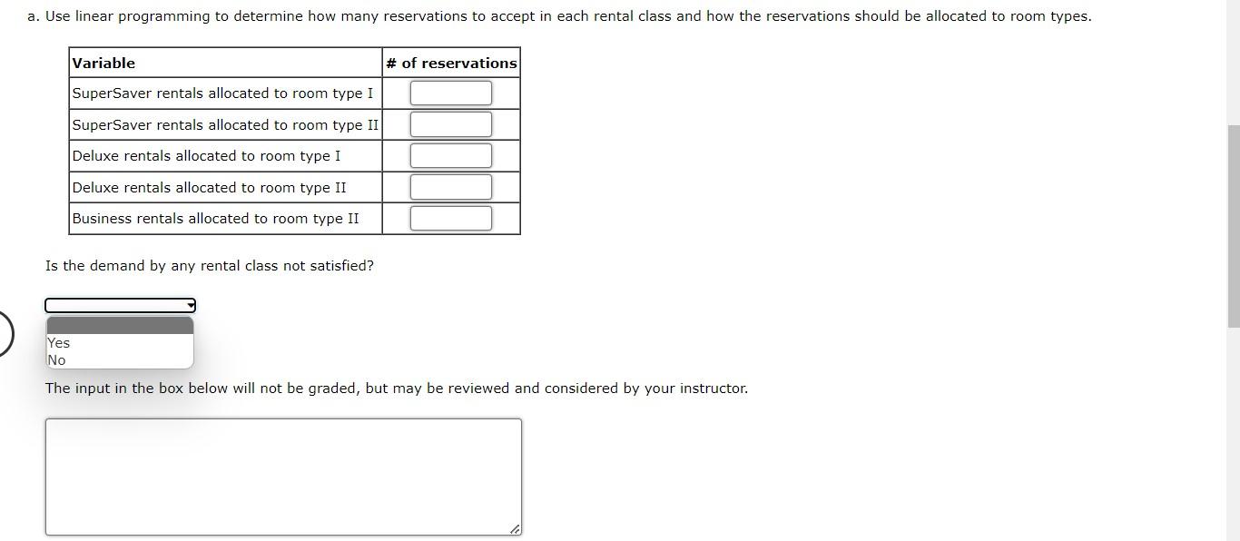 hotel that provides two types of rooms with three rental classes: Super