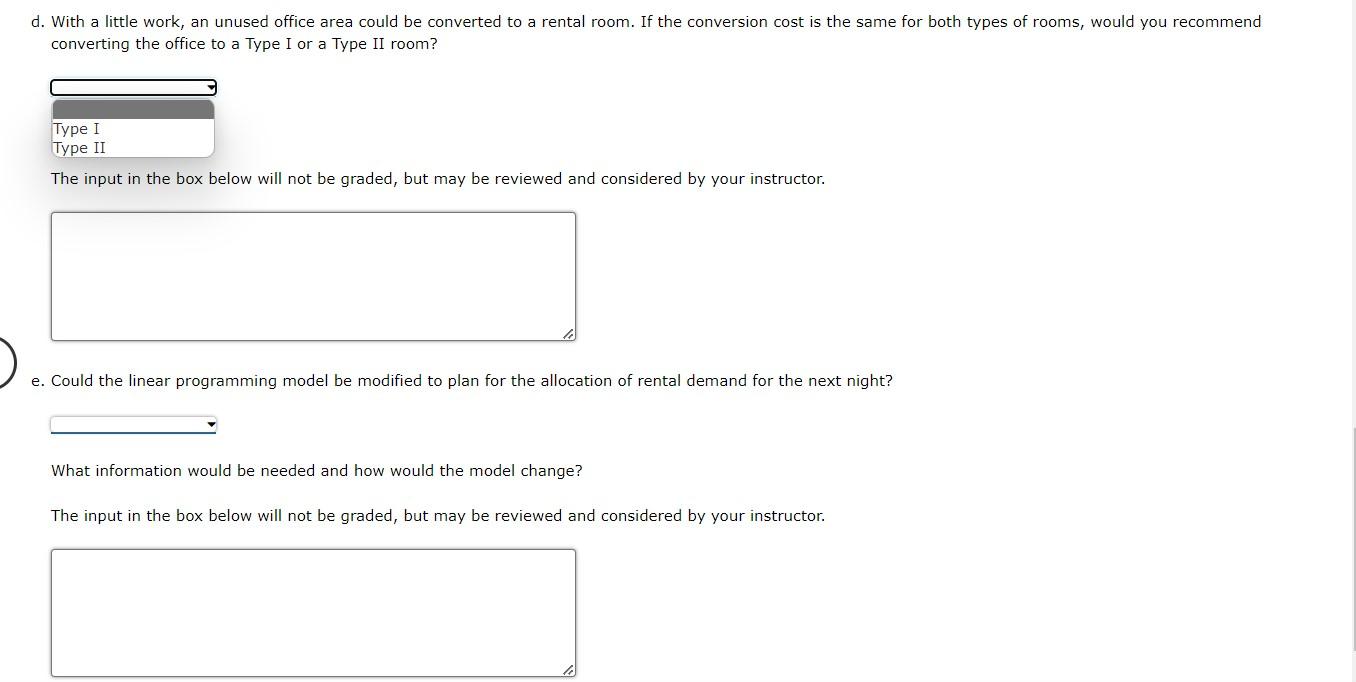 room and rental class is as follows: Type I rooms do not