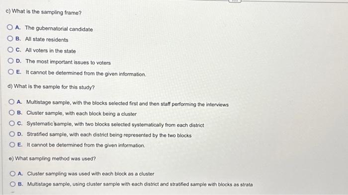 with each block as a cluster B. Multistage sample, using cluster sample