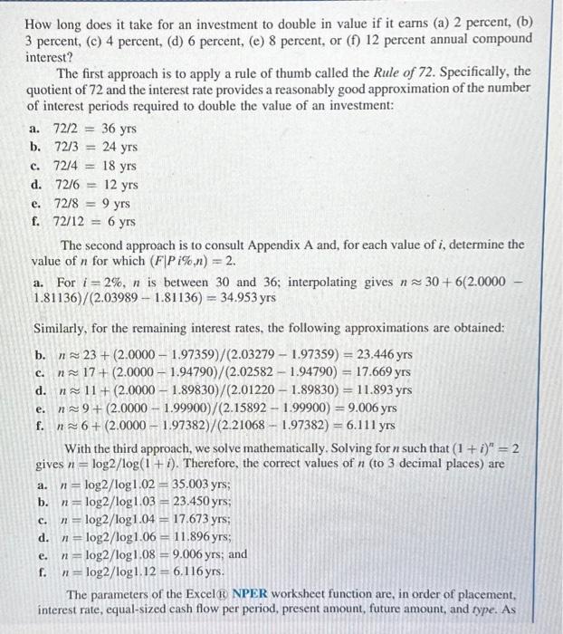 the six approaches from Example 2.10 to determine to the nearest year