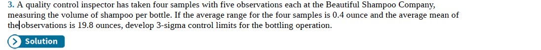  This problem asks you to calculate the 3 lines for the