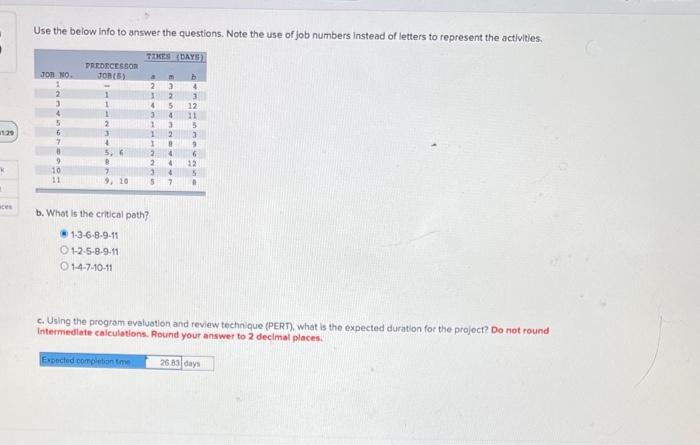 is the critical path? 136891112589111471011 c. Using the program evaluation and review