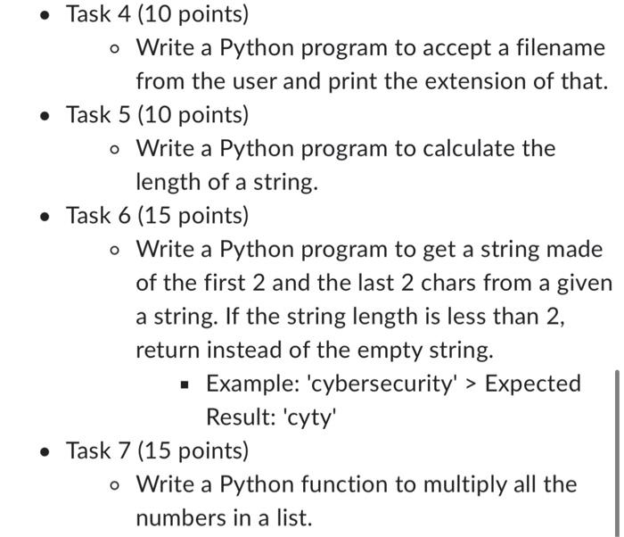  - Task 4 (10 points) - Write a Python program to