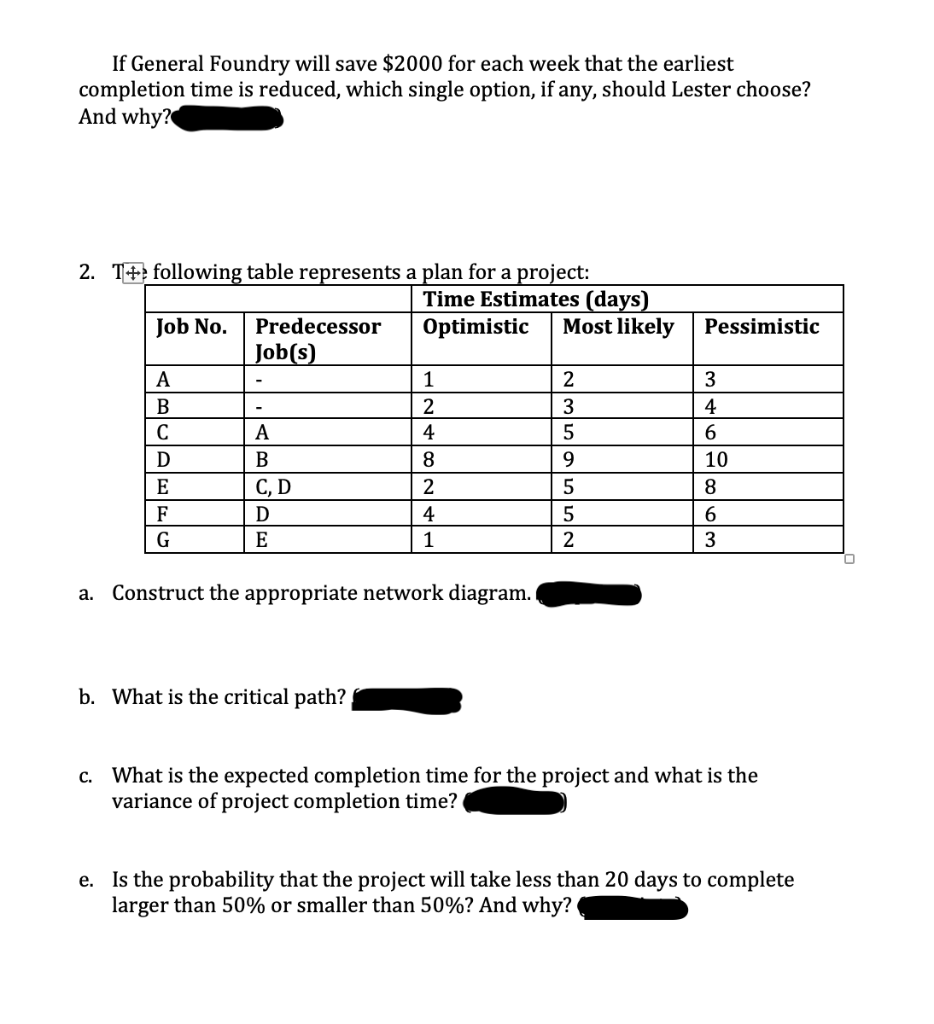 If General Foundry will save $2000 for each week that the