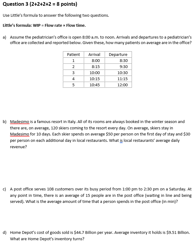 calculate the throughput time for each of the three jobs and then