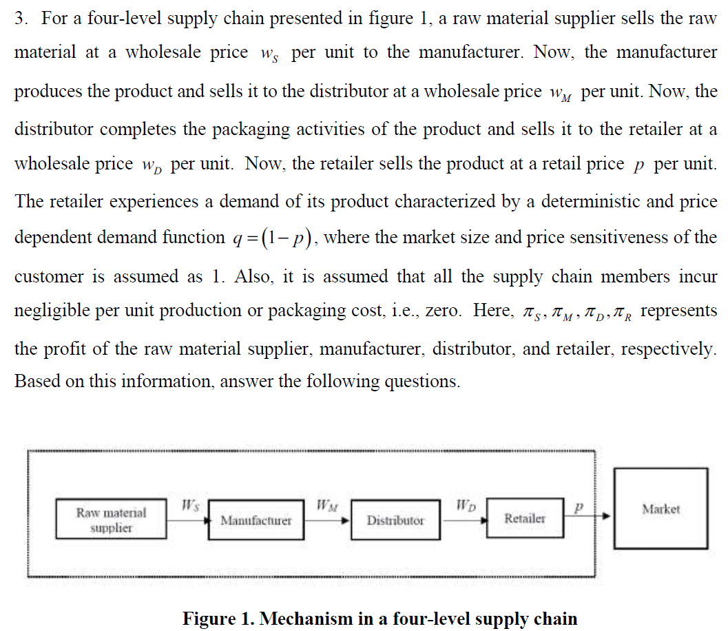  3. For a four-level supply chain presented in figure 1, a