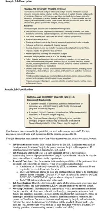  MAKE A JOB IDENTIFICATION, JOB SUMMARY STATEMENT, ESSENTIAL FUNCTIONS, JOB SPECIFICATIONS